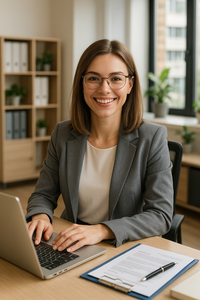 professionelle am schreibtisch im modernen b ro