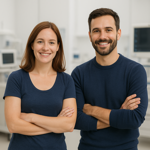 medizinisches duo im klinikumfeld