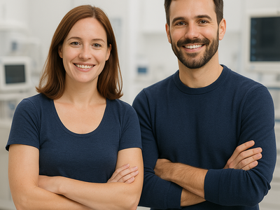 medizinisches duo im klinikumfeld
